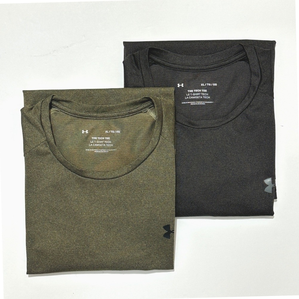 Lot 2 Under Armour Mens Shirt XL Tech Tee Army Green Gray Short Sleeve Wicking